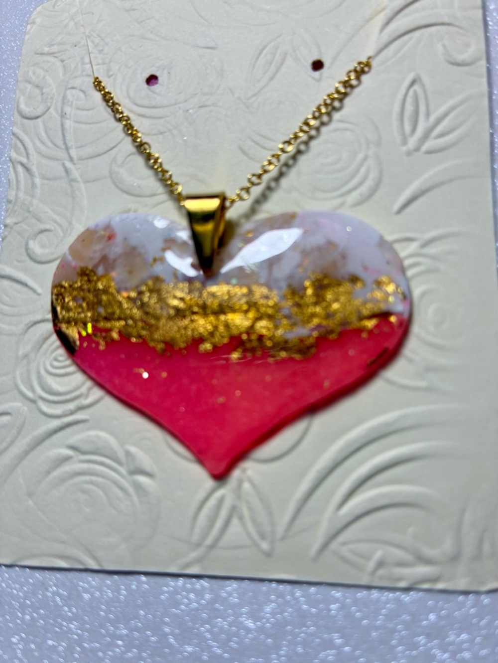 Gold-Accent Pink Heart Pendant Necklace